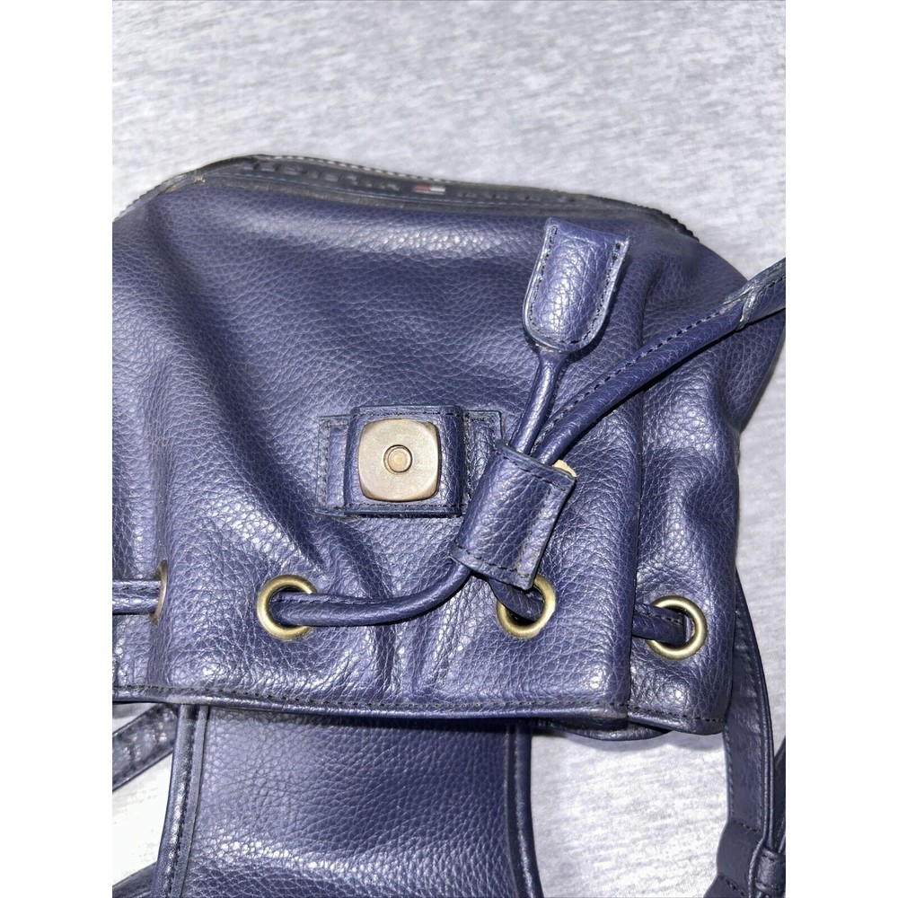 Price drop- Vintage Tommy Hilfiger Blue Pebbled Leather Backpack Purse Bag - Picture 5 of 9